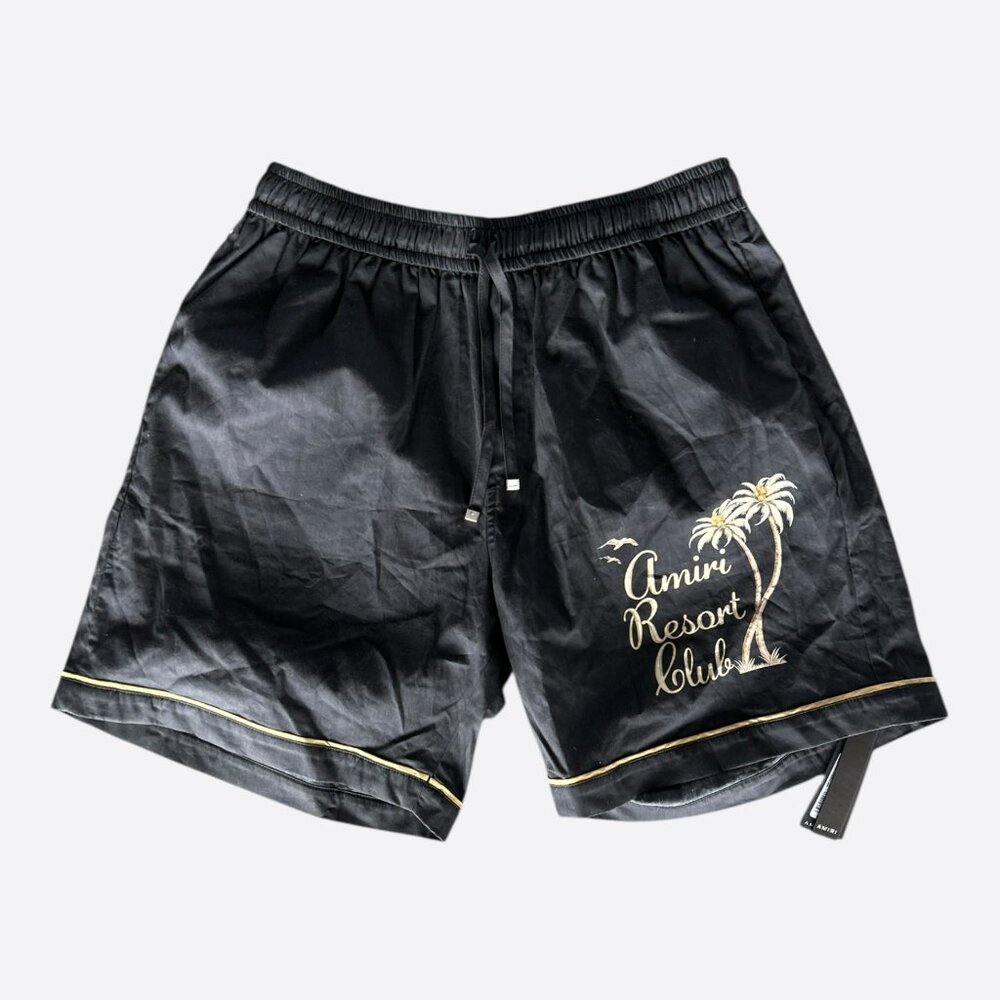 Amiri Black & Gold Resort Club Logo Shorts